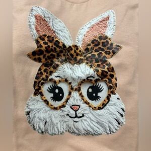 NEW Size Medium Leopard Bow Bunny Graphic Top - Pink